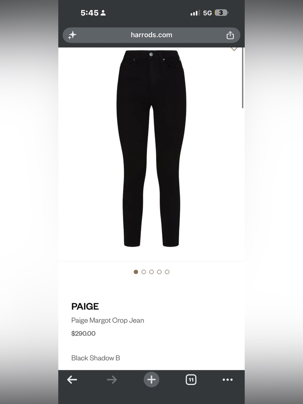 PAIGE Margot Crop Jeans — Black Slim Ankle NWOT